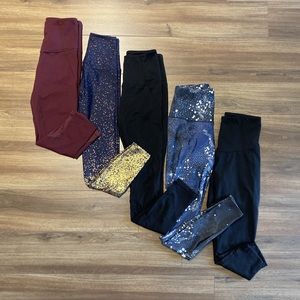 5 leggings (DYI, Zella, Beyond Yoga + ONZIE)